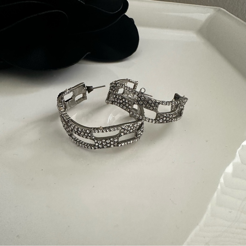 Alexis Bittar Pave Checkerboard Hoop Earrings - Picture 7 of 11